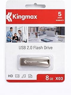 كينج ماكس ذاكرة فلاش USB 2.0 8GB X03، ذاكرة محمولة لنقل البيانات بسرعة عالية، تصميم صغير ومتين، مثالي للمستندات والموسيقى والصور والفيديوهات، ضمان 5 سنوات