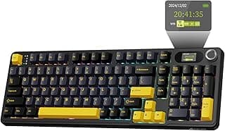 ATTACK SHARK X98PRO Wireless Mechanical Keyboard, 2.4GHz/USB-C/BT5.0 Gasket Hot Swappable Custom Keyboard, Side Printed PBT Keycaps Mechanical Gaming Keyboard for PC (Black&Yelow)