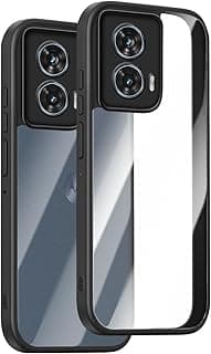 جراب موبايل لموتورولا Moto Edge 50 Fusion/Moto G85 5G/S50 Neo 5G، مضاد للصدمات، حماية للكاميرا، إطار TPU مطفي، ظهر PC شفاف - أسود