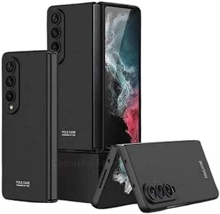 جراب حماية لهاتف سامسونج Galaxy Z Fold 4 5G من GKK - غطاء أمامي وخلفي صلب مع واقي شاشة زجاجي وحماية للكاميرا (أسود)