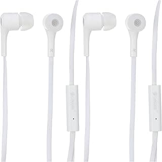 Set Of 2 Celebrat D3 Solid Metal Wired Earphone With Microphone - White Headphones Headset