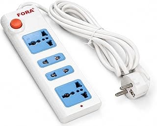 FORA 541 Heavy Duty Power Strip Extension Cord 3M, 4 Universal Outlets, Master Power Switch, Multi Plug Extension Board for Home, Office & High-Power Appliances