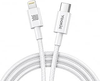 YOOKie كابل CB99 شحن سريع 30 واط، Type-C متوافق مع Lightning، بطول 2 متر، أبيض