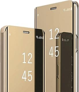 حافظة حماية زد فولد 5 متوافقة مع موبايل سامسونج جالاكسي Z الجيل الخامس 5G مسند من جلد البولي يوريثين غطاء قلاب شفاف مضاد للصدمات لموبايل 5G 7.6 انش ذهبي