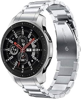 سوار ساعة ذكية ستانلس ستيل متوافق مع سامسونج Galaxy Watch 46mm/هواوي Gt2/Gear S3 Frontier و Classic/Honor Magic 2/Fossil مقاس 22mm، لون فضي N43213627A