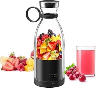خلاط محمول، خلاط شخصي كهربائي قابل للشحن لتحضير بروتين شيك وعصائر (أسود)