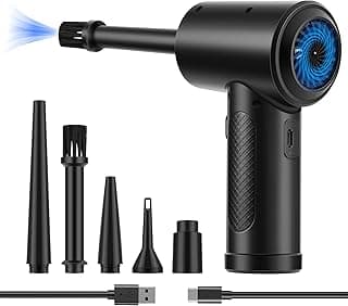 Compressed Air Duster, 3-Gear to 51000RPM Electric Air Duster Portable Air Blower with LED Light, 6000mAhRechargeable Cordless Air Duster for Computer Keyboard Fast Charge(Black)
