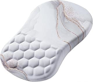 Ergonomic Mouse Pad with Wrist Support, Memory Foam Wrist Rest, Non-Slip Rubber Base, White Marble Mouse Pad for Office, Computer, Laptop and Gaming
