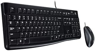 طقم لوحة المفاتيح وماوس Mk120 بسلك بتصميم مريح للاستخدام يناسب أجهزة متعددة من لوجيتيك - أسود