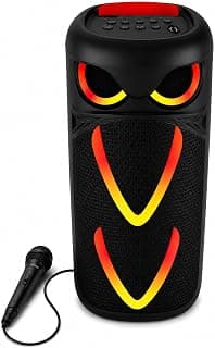 Bluetooth speaker with wired microphone and LED lighting - Powerful 10W stereo sound and 1800mAh battery - USB and TF card ports - Model ZR-670S