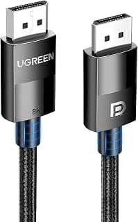 UGREEN 8K DisplayPort Cable 1.4, DP to DP 2M, 8K@60Hz/4K@165Hz/2K@240Hz/1080P@240Hz, for Gaming Monitor/Graphics Card/PC, Support 3D/HDCP/HDR/G-SYNC/Free-SYNC, Male to Male Nylon Braided Cable-2Meter