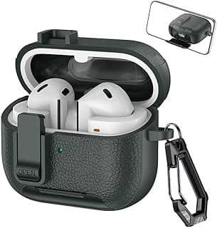 جراب Eco متوافق مع سامسونج Galaxy Buds 3 Pro/Buds 3 مقاوم للصدمات (قفل آمن) Galaxy Buds 3 & Galaxy Buds 3 Pro (2024) مع ميدالية (أخضر عسكري)