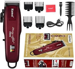 KEMEI KM-PG2600 Electric Men Shaver Cordless Precision Cord/Cordless Lithium-Ion Fade Clipper, Versatile and Powerful, 4 Combs, Taper Lever, Crunch Blade Technology, and All Metal Linear Motor Clipper