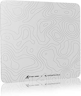CM05 Large Glass Gaming Mouse Pad - 450x400mm Nano-Textured Glass for Precision & Speed, Anti-Slip PU Base, 9H Hardness, Smooth & Durable - Suit for Precision Gaming Mice - White Contour