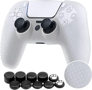 جراب سيليكون لجهاز تحكم PS5 من Gamer X شفاف مع 10 قطع غطاء للأزرار