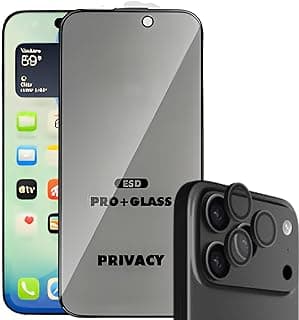 Premium ESD Privacy Tempered Glass Screen Protector with Anti-Dust Filter and Camera Lens Protector Compatible With iPhone 17 Pro