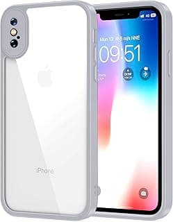 جراب Dl3 Mobilak متوافق مع ايفون X/ايفون XS شفاف، مضاد للصدمات بمعايير عسكرية، مضاد للاصفرار، جراب حماية نحيف مع حماية للكاميرا - رمادي