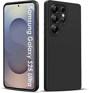 جراب لهاتف سامسونج Galaxy S25 Ultra 5G، غطاء حماية سيليكون نحيف مقاوم للصدمات، مضاد للخدش مع ملمس مطفي ناعم - أسود