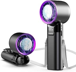 مروحة يد صغيرة، مروحة شخصية محمولة، مروحة مكتب قابلة للتعديل، 5 سرعات، شاشة LED، تبريد عالي السرعة، مروحة USB للسفر (رمادي)