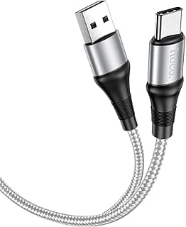 كابل شحن ونقل بيانات X50 (3 أمبير - 1 متر)، منفذ USB-A إلى USB-C، متوافق مع سامسونج، هواوي، شاومي، اوبو - رمادي
