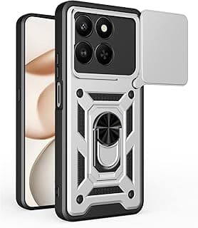 جراب حماية ضد الصدمات UNBLACK مع غطاء منزلق للكاميرا TPU + PC لهاتف Honor X7D (فضي)