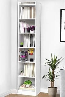 ABOUT SPACE 6Tier Book Shelf for Home Library 6ft with assembly, Cabinet for Storage, White Bookshelves for Living Room, Home Decor Display stand Book Rack for Office, Kitchen, Bedroom(L33xB24xH180cm)