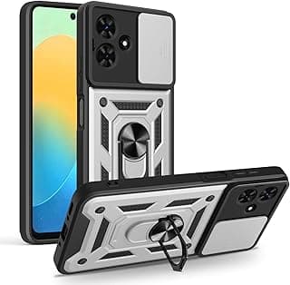 Compatible with Infinix Smart 10 Case, CamShield Shockproof Scratch-Resistant Full Protection Case with Camera Cover and Metal Ring Multi-Function for Phone/infinix smart 10 cover (silver)