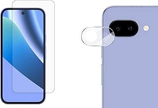 Ultra clear full coverage tempered glass screen protector with fingerprint support and oleophobic coating + back camera clear tempered glass protector for Google pixel 10a