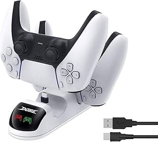 قاعدة شحن لجهاز PS5 دوال سينس لذراع تحكم ليبلي PS5 مزدوجة USB نوع C بلاي ستيشن 5 مع مؤشر LED وكيبل أبيض