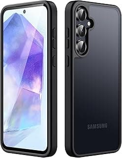 جراب موبايل Mobile Magic ممتص للصدمات، إطار TPU مطفي أسود مع ظهر شفاف مقاوم للخدش لسامسونج Galaxy A36 5G (أسود)
