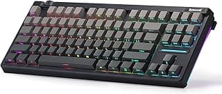 ريدراجون كيبورد العاب K729 برو لاسلكي 80% باضاءة RGB و3 اوضاع تي كيه ال مع مقبض تحكم واغطية مفاتيح متدرجة من مادة بي بي تي ومقبس واجهة جنوبية سريعة التبديل ومخمد 5 طبقات ومفتاح صامت مخصص