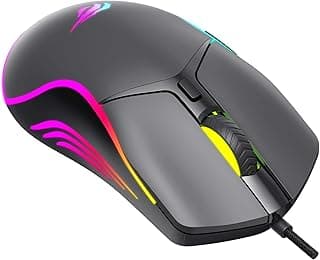 ماوس ألعاب بسلك وإضاءة RGB 8000 نقطة لكل بوصة، اسود من هافيت، USB