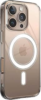 جراب Minesk شفاف متوافق مع MagSafe لـ iPhone 16 Pro Max، ظهر بولي كربونات وحواف سيليكون مع مسند