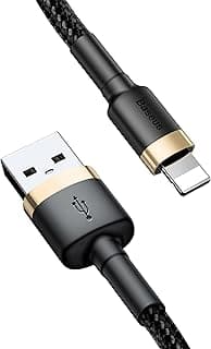 كابل شحن USB إلى لايتنينج للايفون 14 برو ماكس، Cafule مغطى بالنايلون عالي الكثافة، شحن سريع متوافق مع ايفون 13 12 11 برو ماكس ميني XS X 8 7 6 5 SE وايباد (1 متر، 2.4 A، ذهبي+أسود)