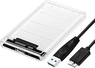 محول USB 3.0 إلى SATA 3.0 مع حافظة، AUYOUWEI مقاس 2.5 بوصة لهارد ديسك HDD/SSD حتى 2 تيرا بايت، علبة خارجية شفافة عالية السرعة، تدعم UASP SATA III
