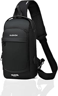 Waterproof Polyester Crossbody Sling Bag with USB Charging Port | Anti-Theft Chest Travel Backpack for Men and Women