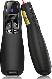 Wireless Presenter, 2.4 GHz Wireless Presenter Connection via USB Receiver, 15 m Range, Red Presenter, Remote Control Presentation for Windows and Mac/PowerPoint/Keynote/Google Slides/PDF