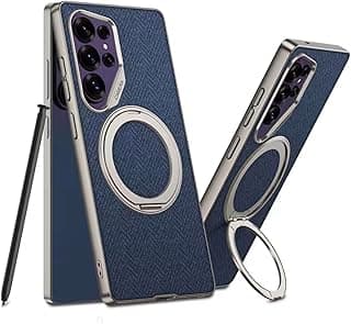 GKK Magnetic Case for Samsung Galaxy S25 Ultra – PC + TPU + Cloth Back Cover with Magnetic Kickstand & Easy Mount Compatibility (Blue, Samsung Galaxy S25 Ultra)