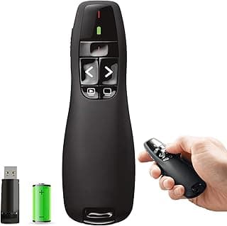 Wireless Slide Presenter 2.4 GHz with USB Receiver Remote Control for Presentations Plug & Play Slide Pin for Windows/Mac Os