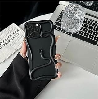 Snake Phone Case for iPhone 16 Pro Bling Luxury 3D Hollow Snake Electroplating Soft TPU Heat Dissipation Protective Case (Black)