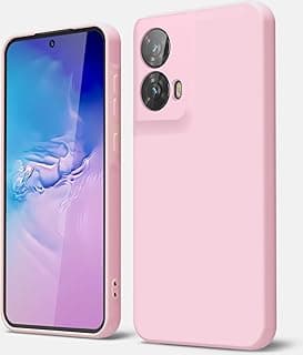 جراب لهاتف موتورولا Edge 50 Fusion 5G سيليكون سائل مع بطانة مايكروفايبر، مضاد للخدش والصدمات، حماية نحيفة وناعمة TPU، وردي