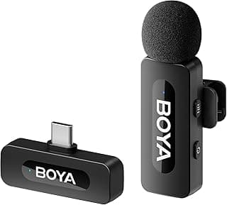 نظام ميكروفون لاسلكي فائق الصغر BY-V10 من بويا مع USB-C للموبايل (2.4 جيجاهرتز) - اسود