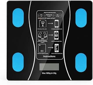 Smart Scale Body Fat Bluetooth Digital Bathroom Weight Scale With App Sync 180kg Capacity High Accuracy LCD Display Black