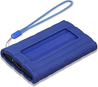 Silicone Carrying Case for Samsung T7 Shield Portable SSD 1TB 2TB 4TB External Solid State Drive, Soft Silicone Case Protective Cover Sleeve Skin for T7 Shield SSD, with Lanyard, Blue