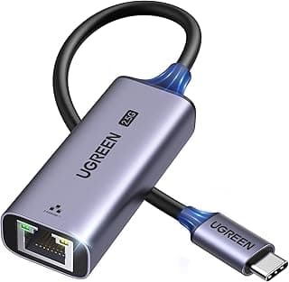 محول ايثرنت USB نوع سي الجيل 3.1 ذكر الى ار جيه 45 2.5 جيجابايت في الثانية انثى من يوجرين، لون رمادي 25052