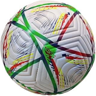 World Cup Soccer Ball, Size 5, Heat Press Technology, Foam Layer, White Multi Color