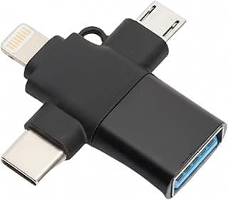 For OTG Adapter UNIVERSAL 3-IN-1 COMPATIBILITY USB 3.0 to Type-C For Lightning and Micro USB [PLUG AND PLAY] High Speed Data Sync Connector for Smartphones Black