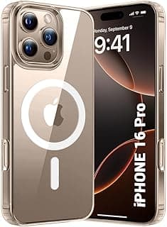 جراب مغناطيسي شفاف لهاتف iPhone 16 Pro متوافق مع MagSafe، جراب حماية هجين بظهر صلب شفاف كريستالي، إطار سيليكون مقاوم للصدمات، جراب نحيف شفاف لهاتف ابل iPhone 16 Pro