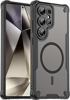 magnetic phone case compitable with Samsung galaxy S25 ultra matte rugged shockproof case Compatible with wireless charging and raised edges for ultimate camera protection
