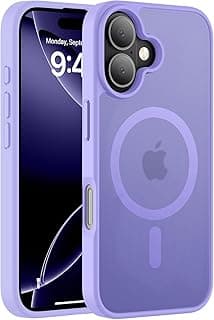 جراب مغناطيسي قوي لهاتف iPhone 16، [متوافق مع Magsafe] [حماية عسكرية من السقوط 16 قدم] غطاء حماية شفاف مطفي نحيف لهاتف iPhone 16 مقاس 6.1 بوصة (أرجواني فاتح)